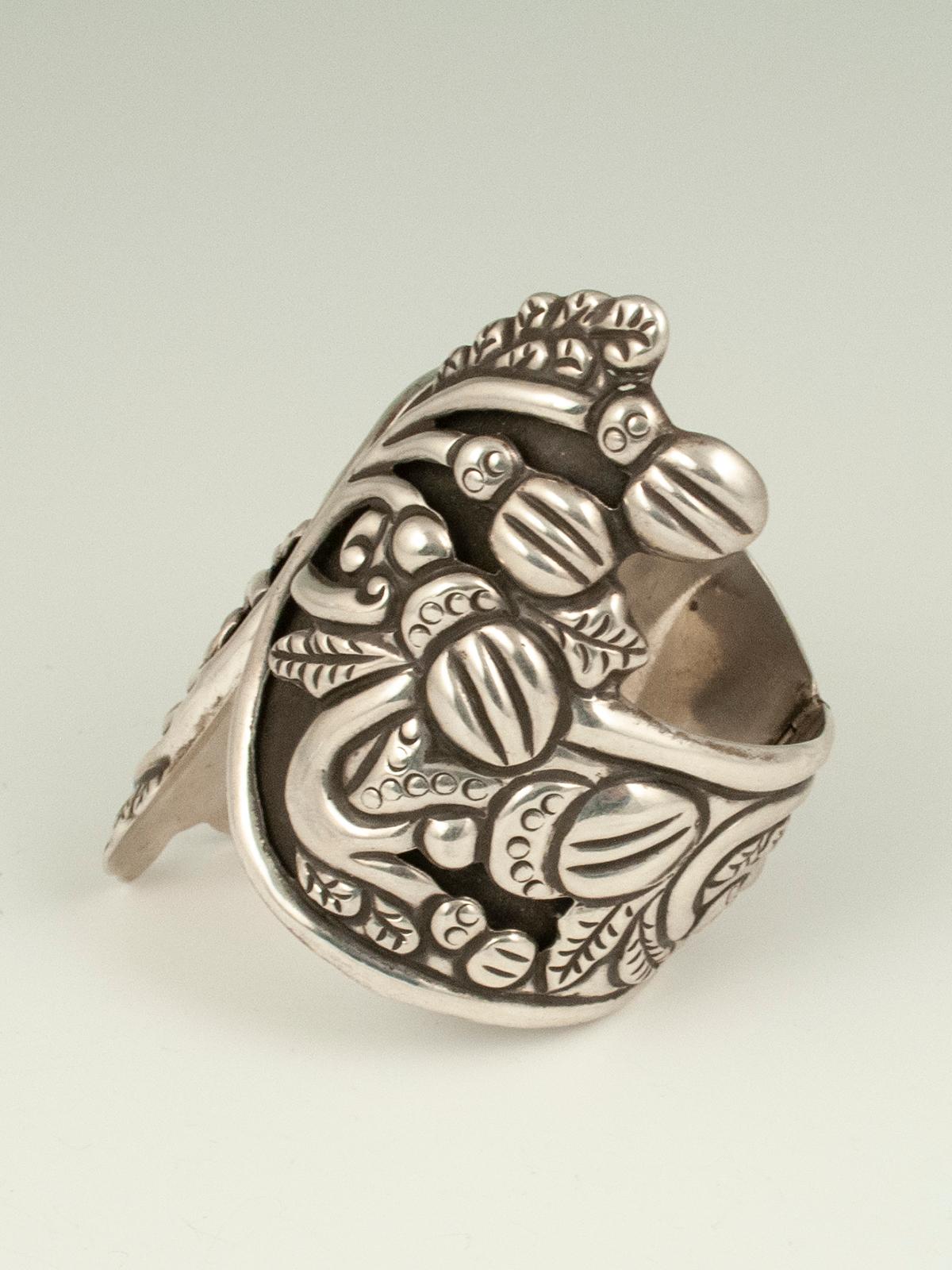 Hand-Crafted 1980s Silver Clamper Bracelet, Taxco, Mexico For Sale