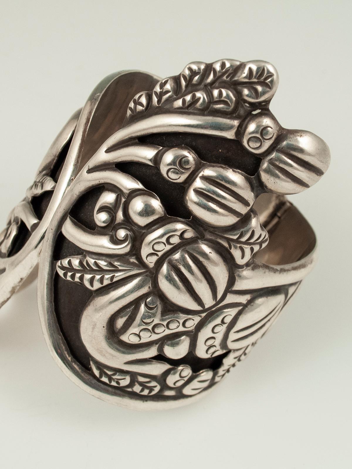 1980s Silver Clamper Bracelet, Taxco, Mexico For Sale 1
