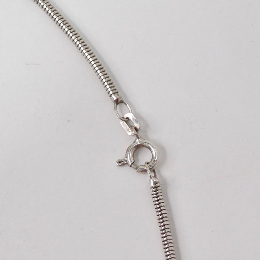 1980s Silver Cross Multi Stone Necklace For Sale 2