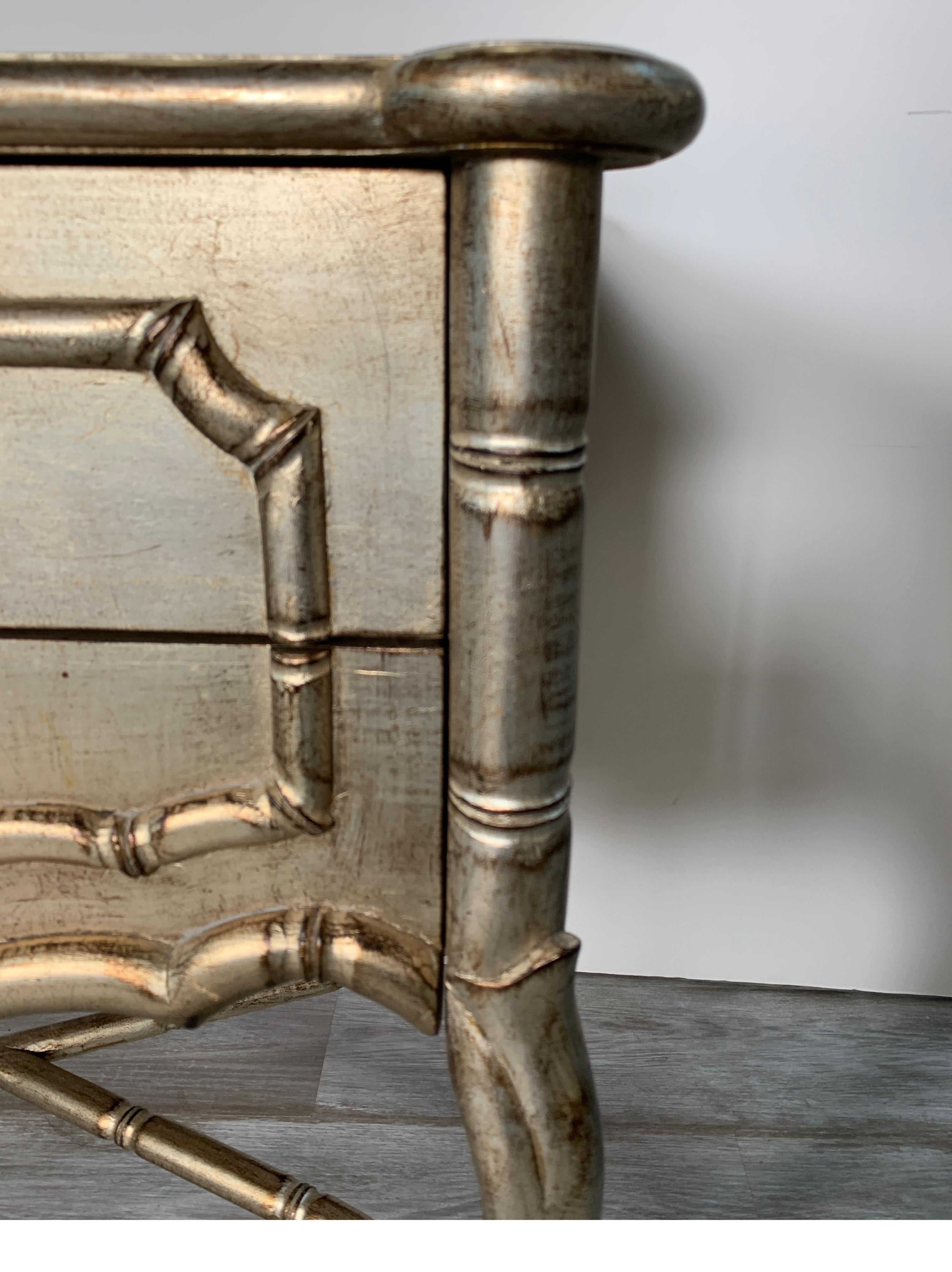 1980s Silver Gilt Wood Faux Bamboo Style Custom Made Side / End Tables 5