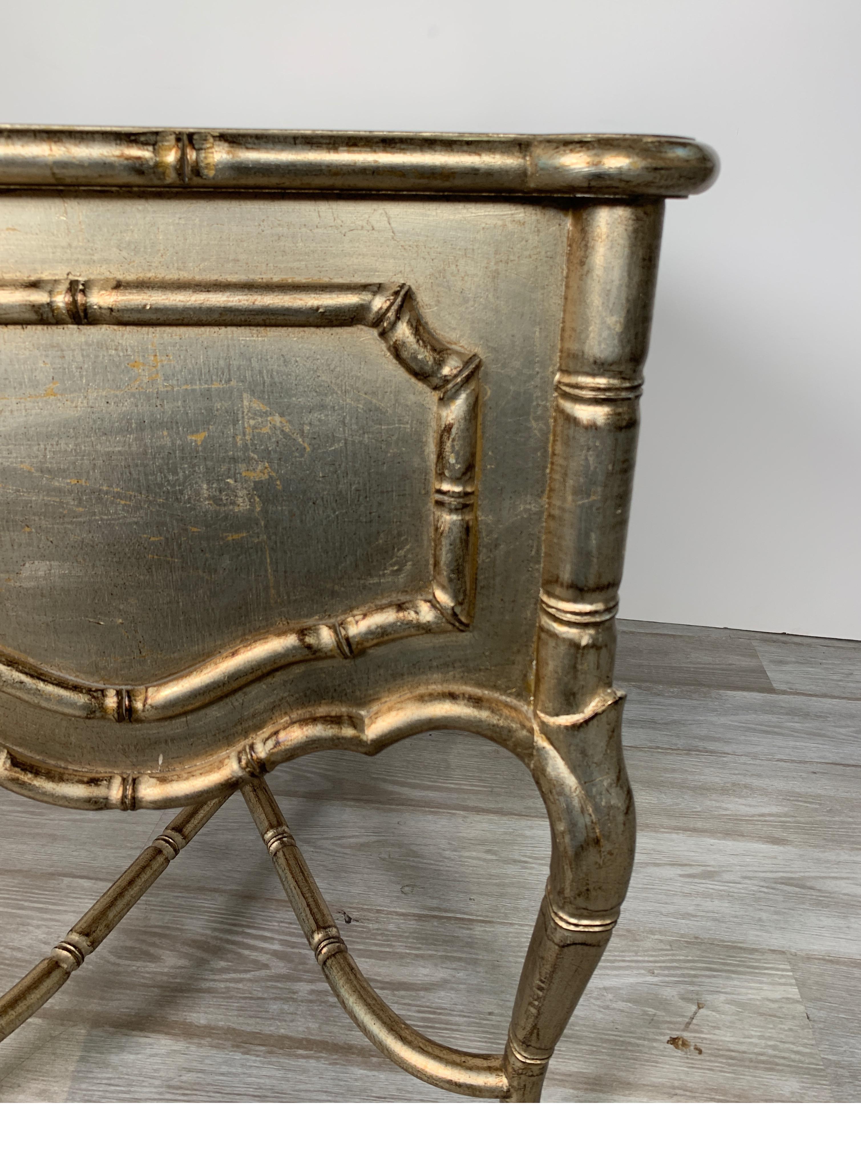 1980s Silver Gilt Wood Faux Bamboo Style Custom Made Side / End Tables 7