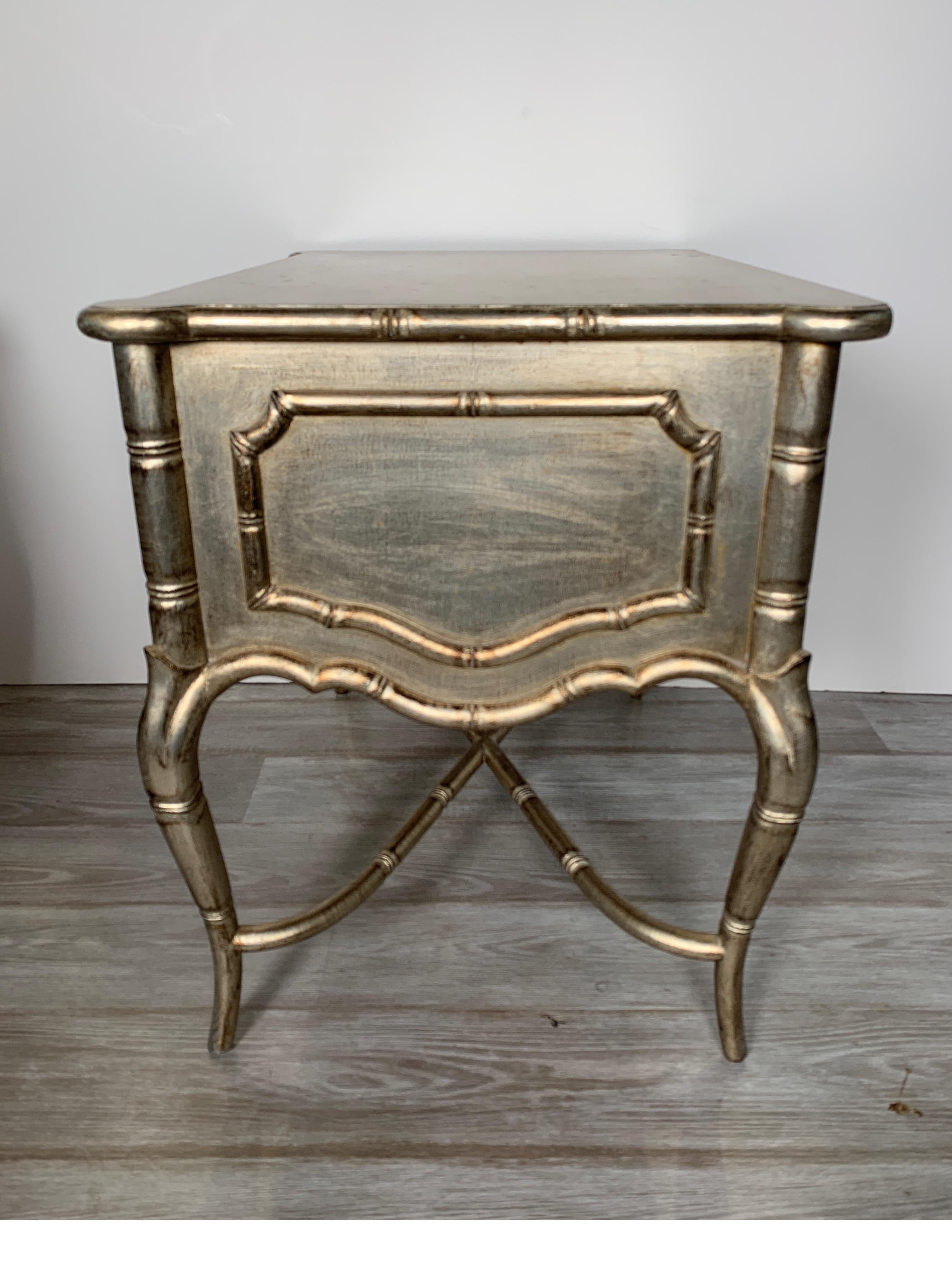 20th Century 1980s Silver Gilt Wood Faux Bamboo Style Custom Made Side / End Tables