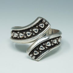 1980s Silver Heart Clamper Bracelet, Taxco, Mexico