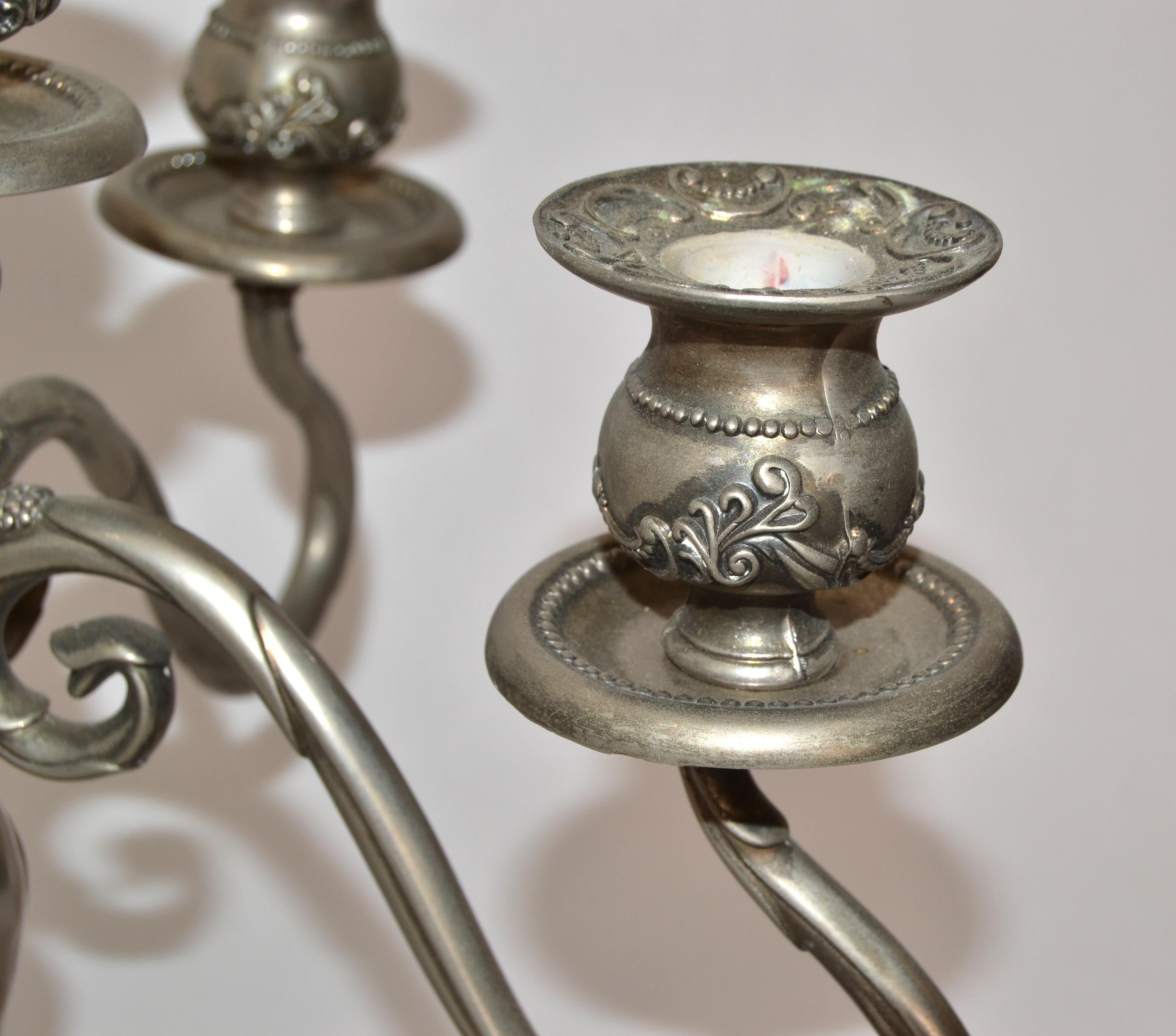Candelabro a 5 luci GSA Godinger Silver Art British Colonial placcato in argento del 1980 in vendita 3