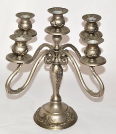 1980 A Silver Plated 5 Light Godinger Silver Art Candelabra British Colonial