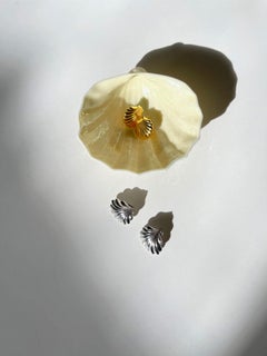 1980s Silvertone Shell Earrings for Pierced Ears