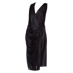 1980'S Black Polyester Tricot Jersey Slinky Vionnet Inspired Cocktail Dress