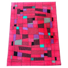 Alfombra/moqueta abstracta geométrica de diseño de los años 80, Checoslovaquia