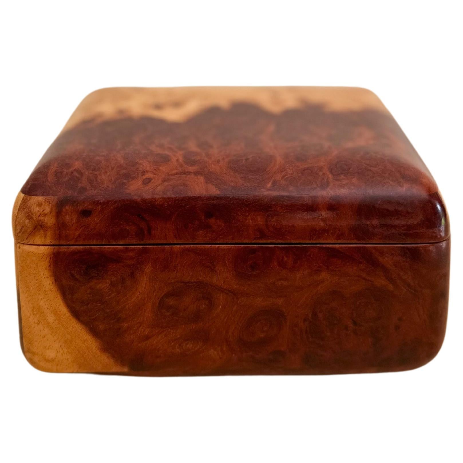 1980s Small Lacquered Burlwood Trinket Box