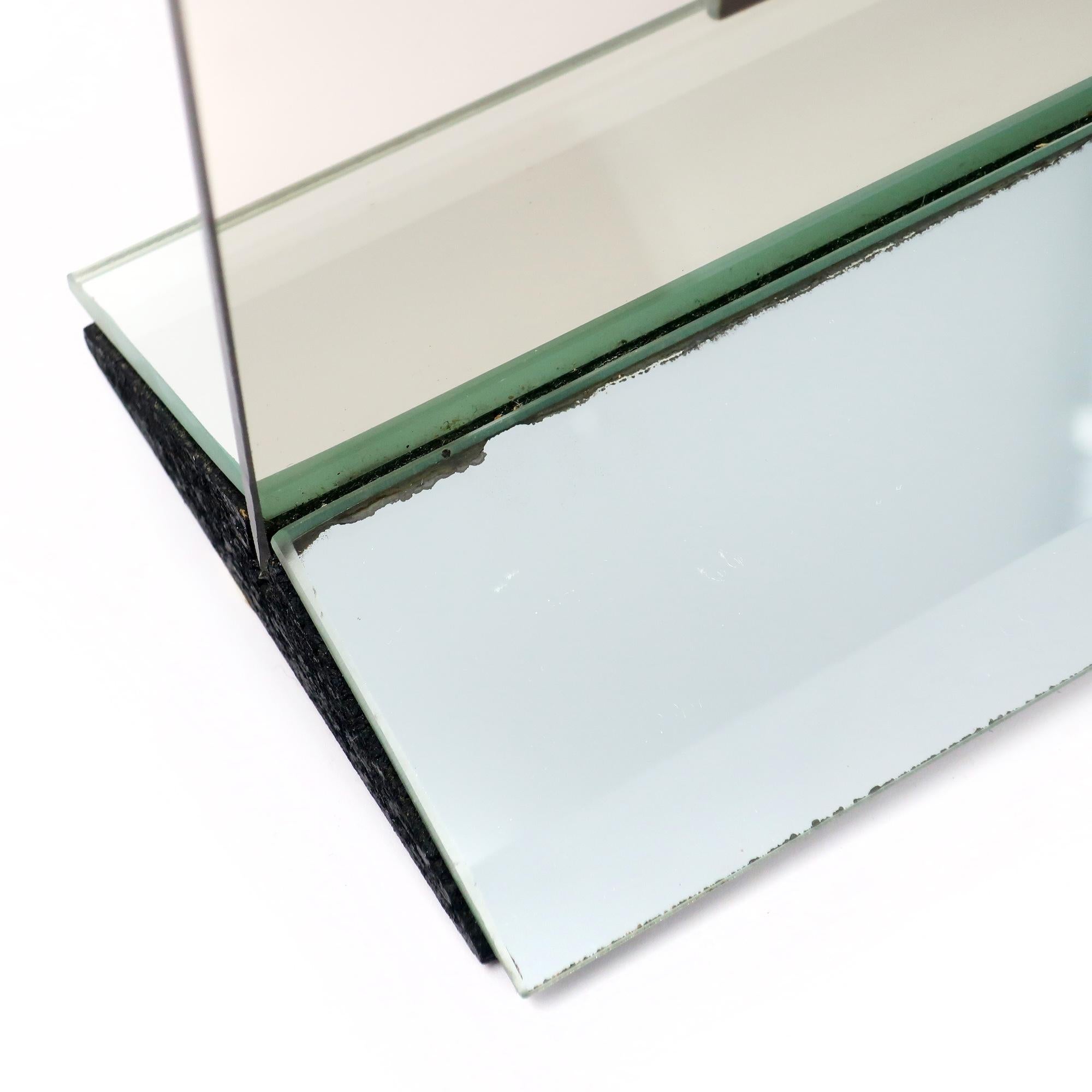 Post-Modern 1980s Smoked Glass and Mirror Clock by John Gilmore for Accessories Art For Sale