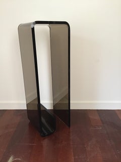 1980s Smoked Lucite Greek Key Pedestal