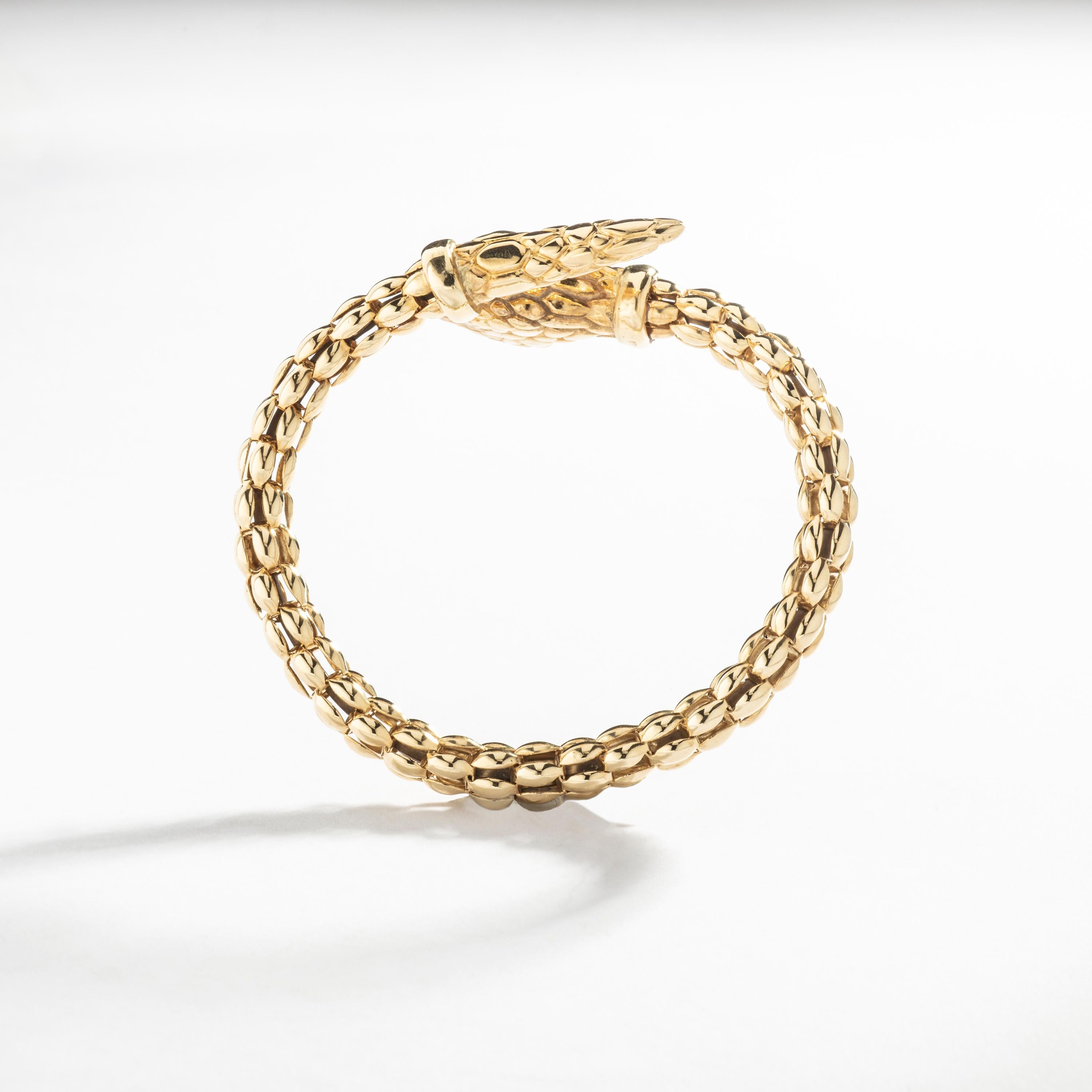 Bracelet serpent en or jaune 18 carats des années 1980 Unisexe en vente