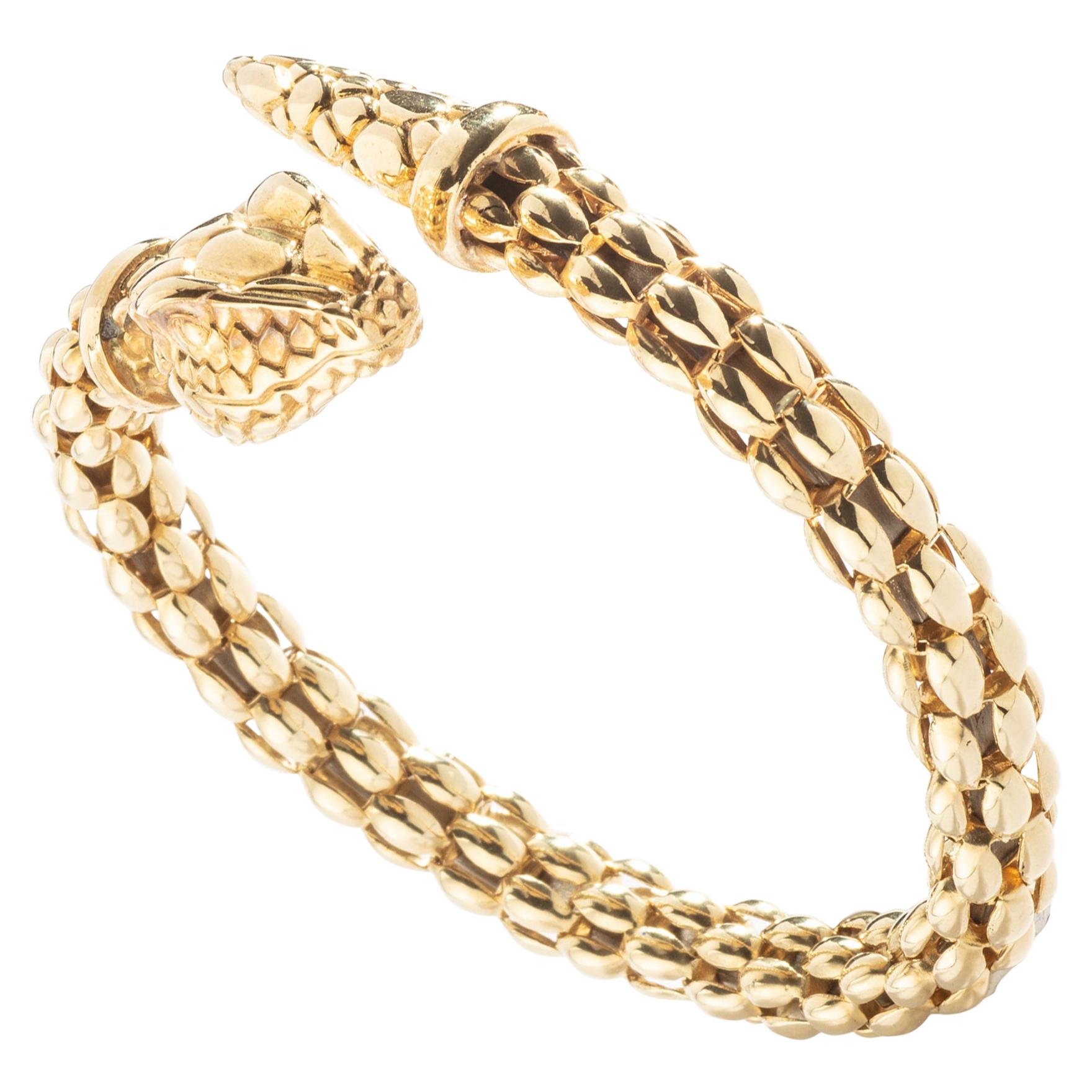 1980s Snake Yellow Gold 18 Karat Bracelet