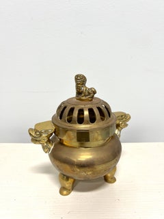 1980's Solid Brass Chinese Censer Pot Incense Burner