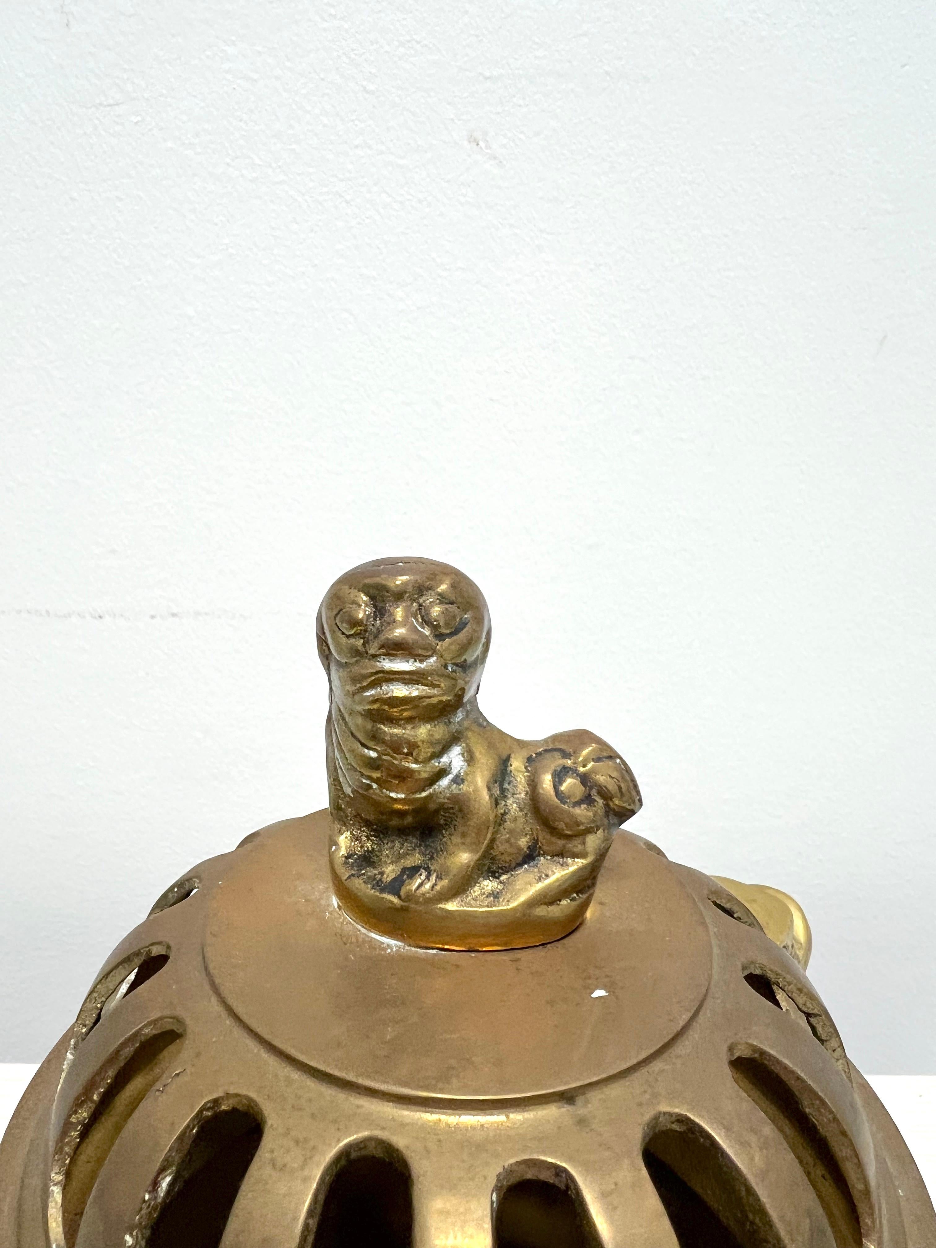 1980's Solid Brass Chinese Censer Pot Incense Burner For Sale 1