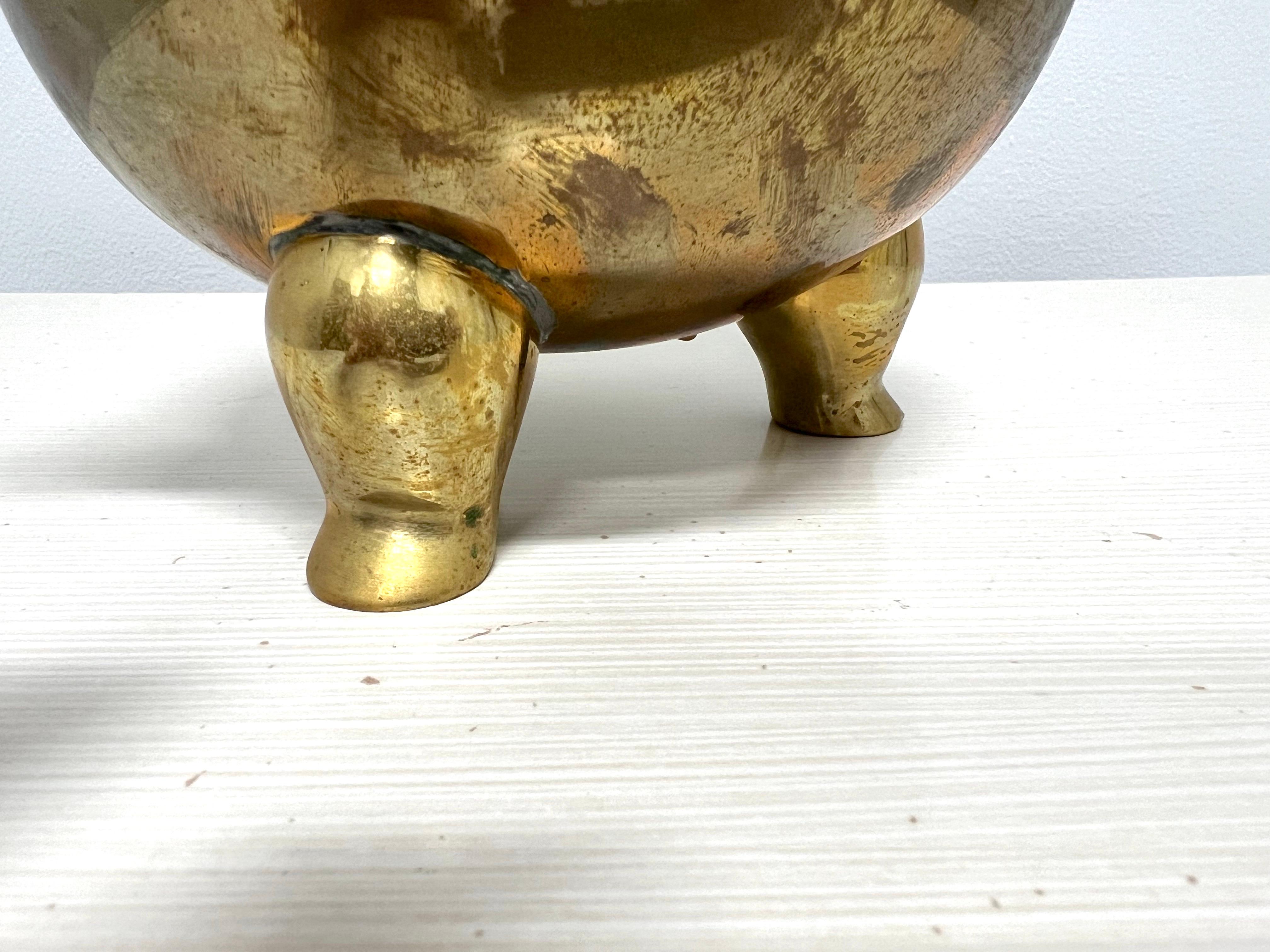 1980's Solid Brass Chinese Censer Pot Incense Burner For Sale 3
