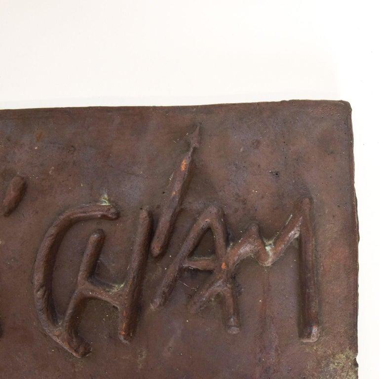 1980s Solid Bronze Wall Art Abstract Sculpture L'Chaim For Sale 2