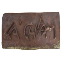 Vintage 1980s Solid Bronze Wall Art Abstract Sculpture L'Chaim