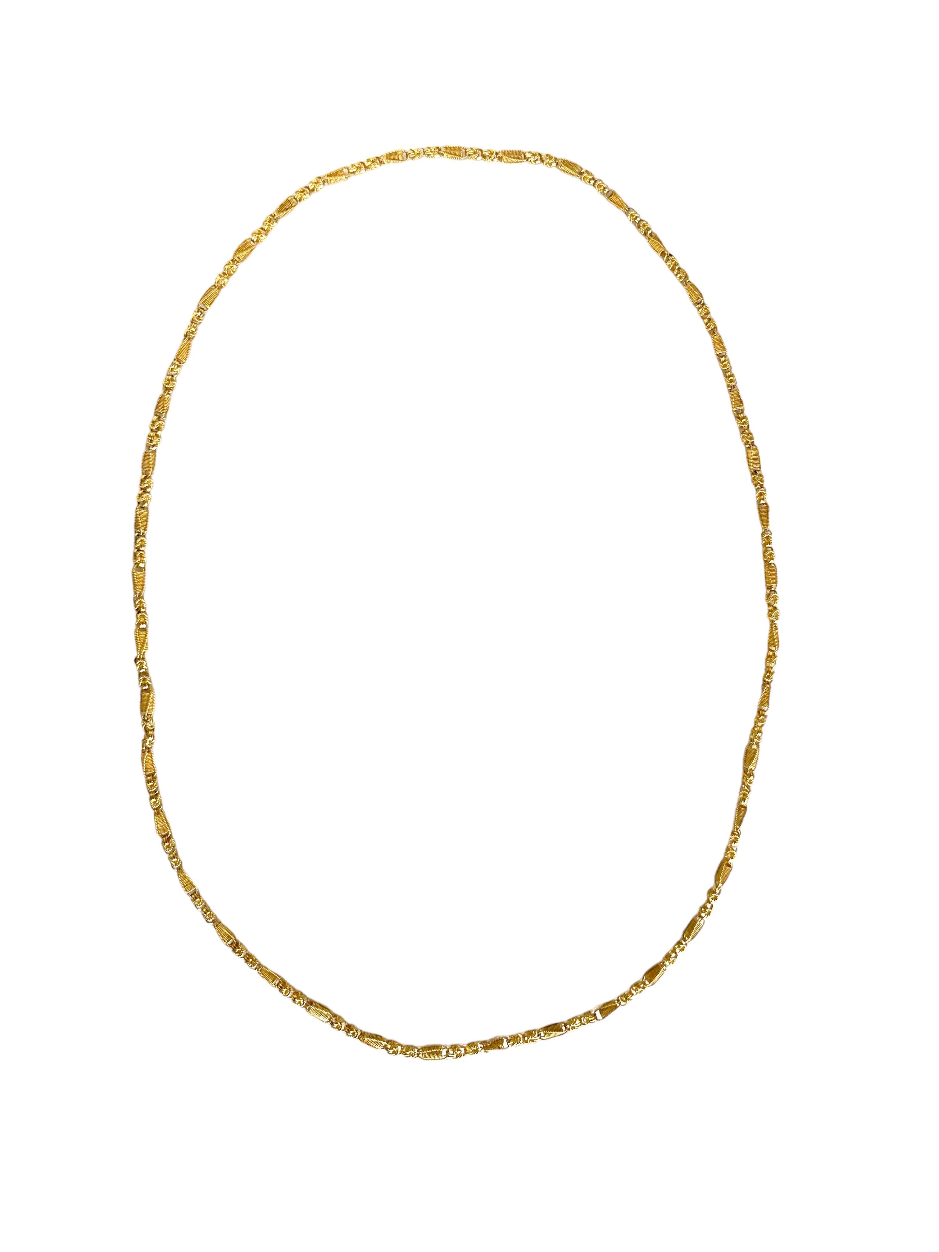 24K Gold Handmade Late Victorian French Link Necklace In Excellent Condition For Sale In West Palm Beach, FL