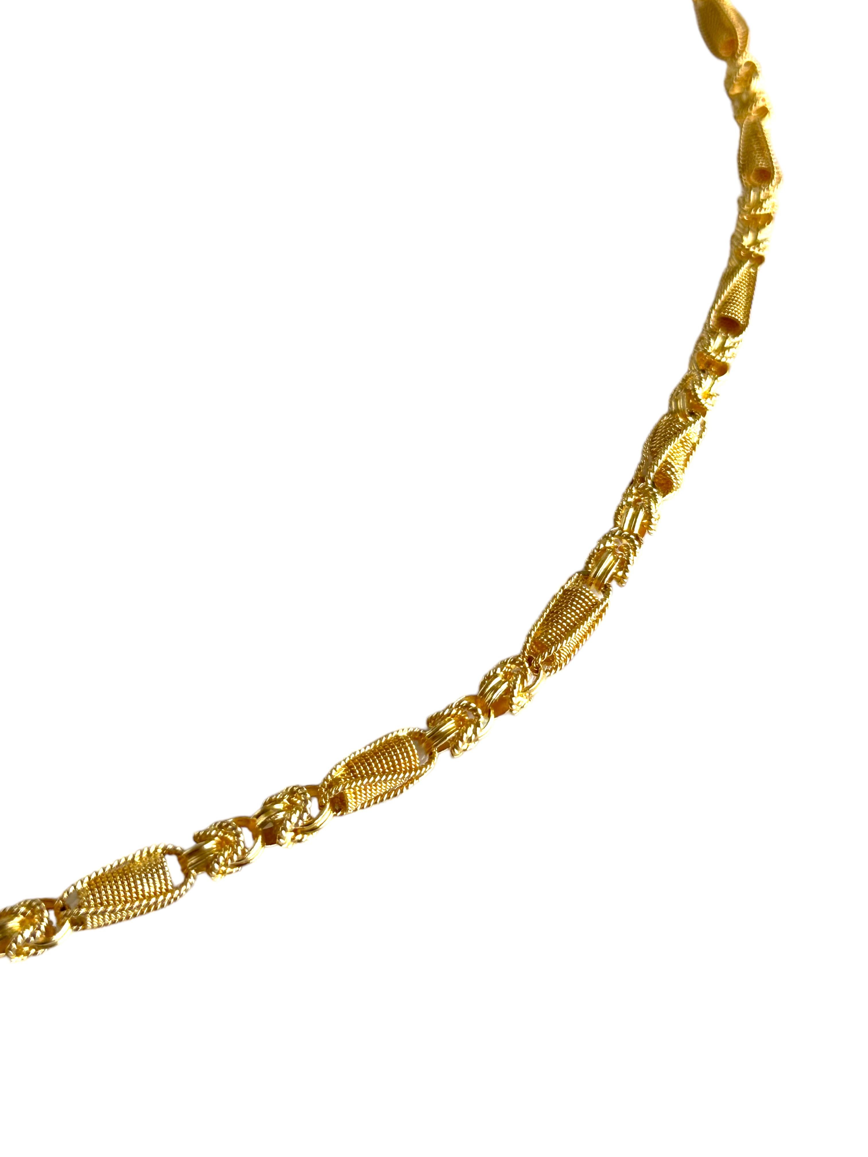 Women's 24K Gold Handmade Late Victorian French Link Necklace For Sale