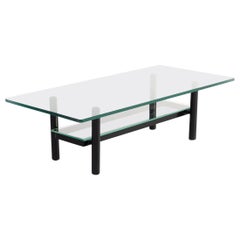 1980s Solid Metal and Glass Coffee Table