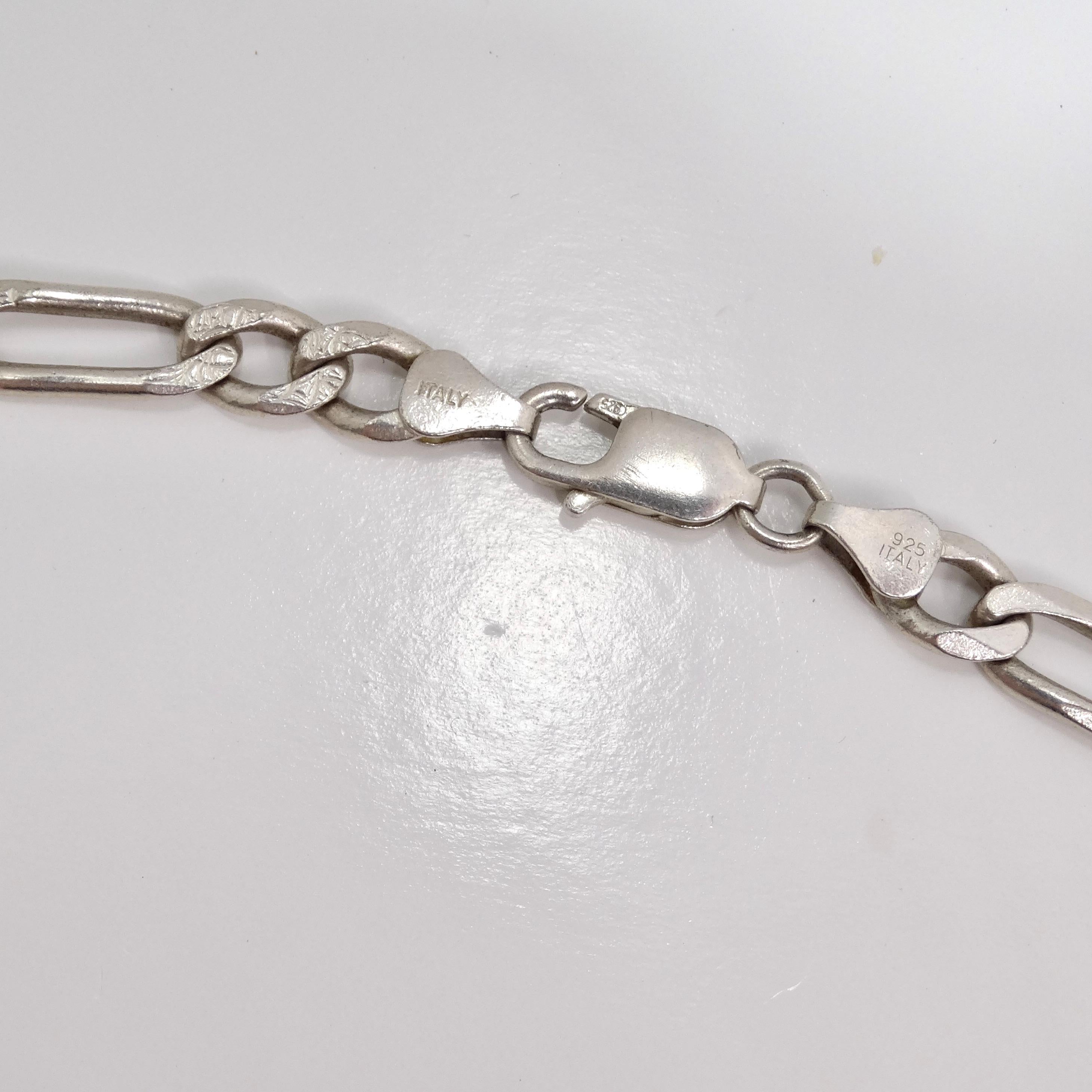 Women's or Men's 1980s Solid Silver Miami Link Chain Necklace For Sale