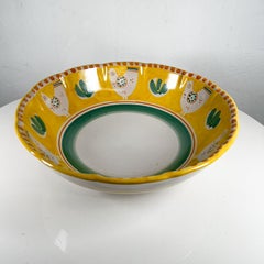 1980s Solimene Vietri Chicks Hand Painted Ceramic Bowl Yellow and Green Italy