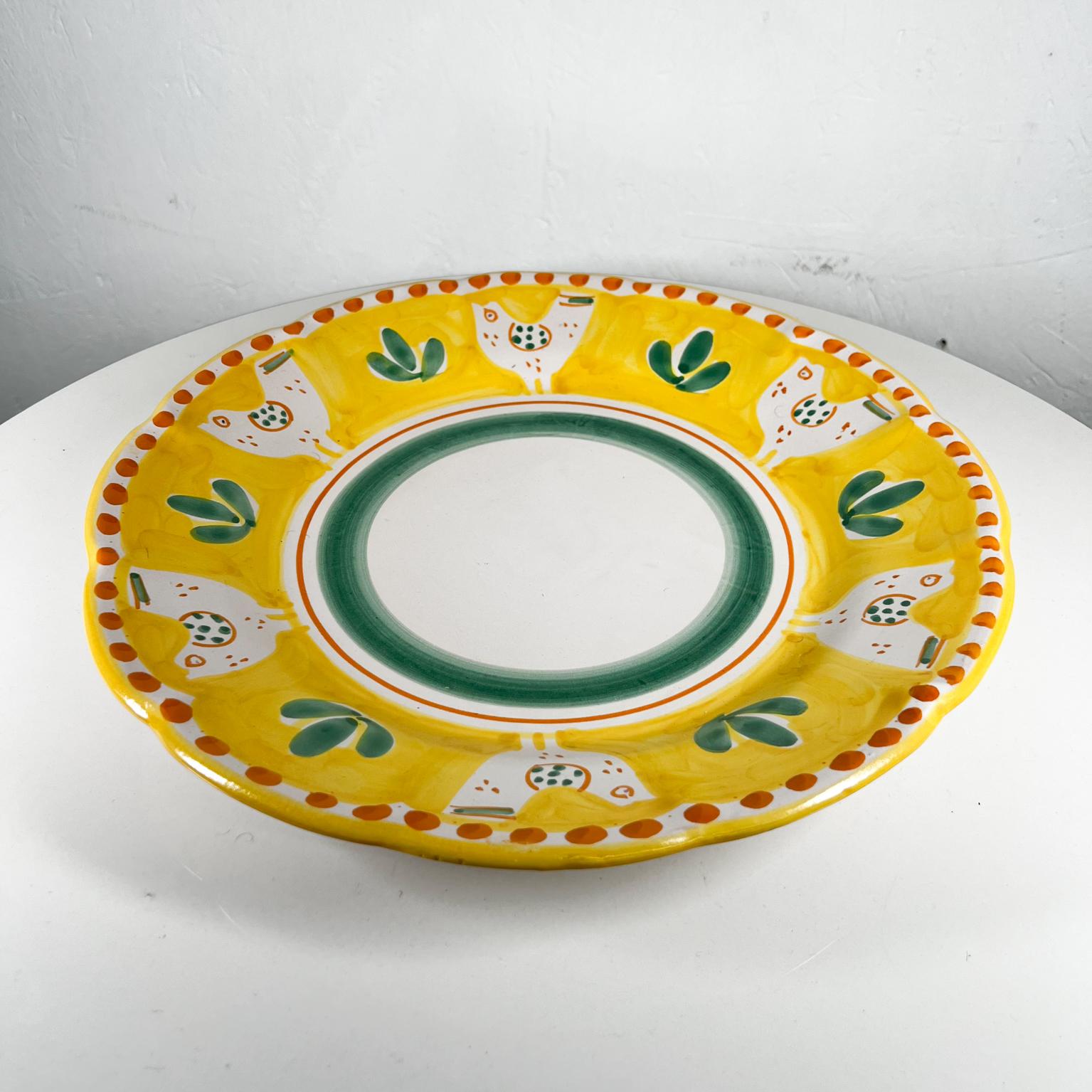 1980s Solimene Vietri Hand Made Ceramica decorative plate yellow chicks Italy
13.5 x 2 tall
Flat platter (large) in yellow green tones
Signed Solimene Italy
Original vintage condition.
See images presented here.




