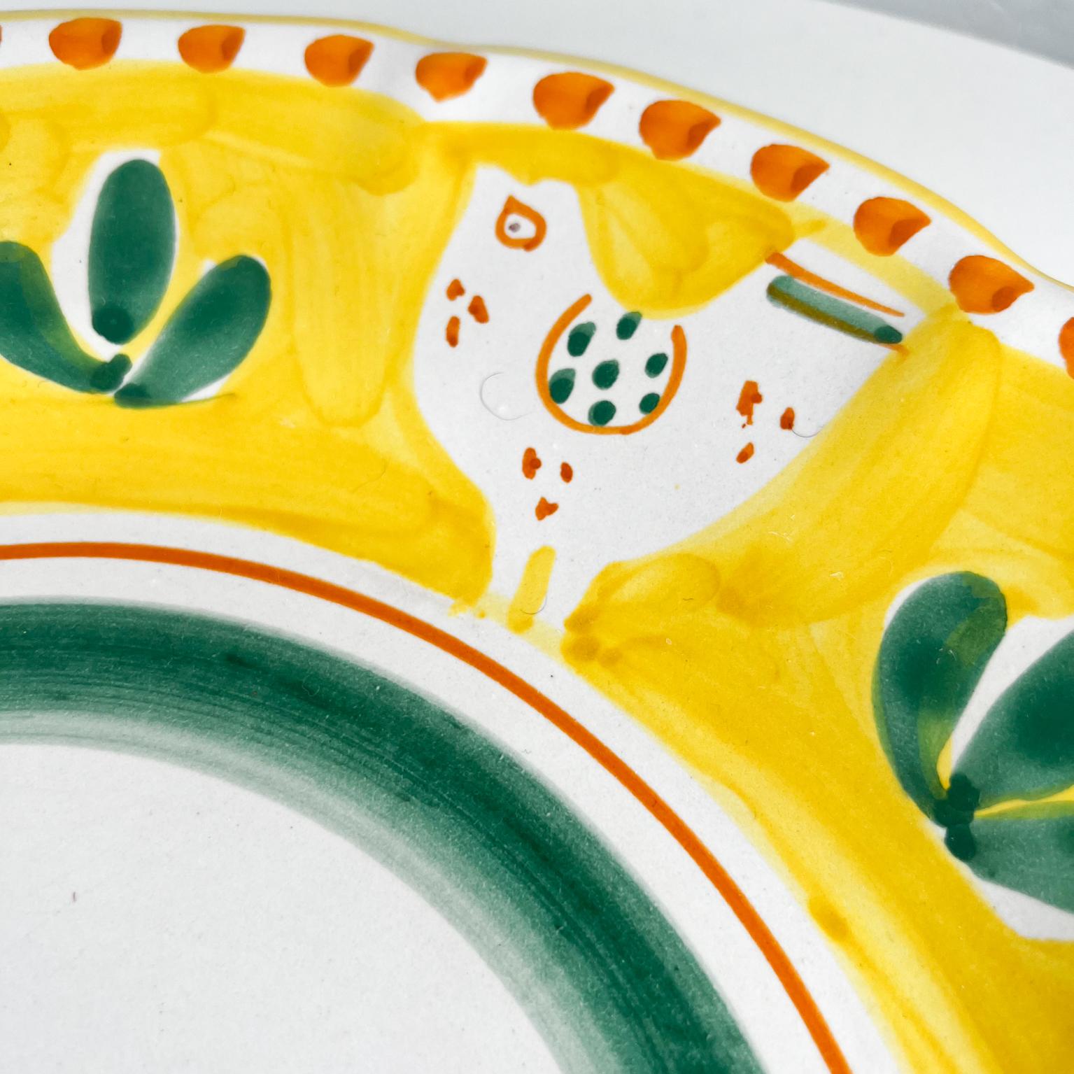 Modern 1980s Solimene Vietri Hand Made Ceramica Plate Yellow Chicks Italy