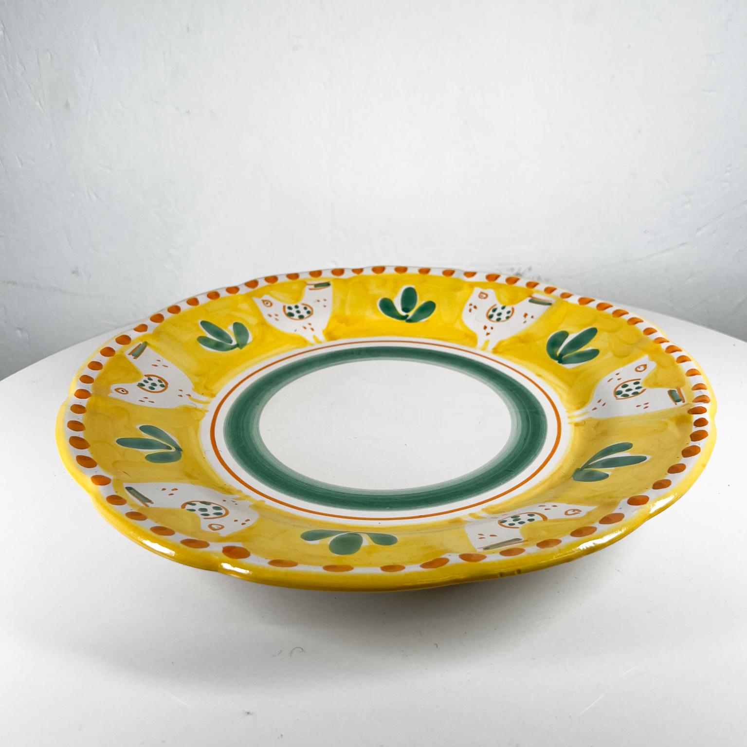 Italian 1980s Solimene Vietri Hand Made Ceramica Plate Yellow Chicks Italy