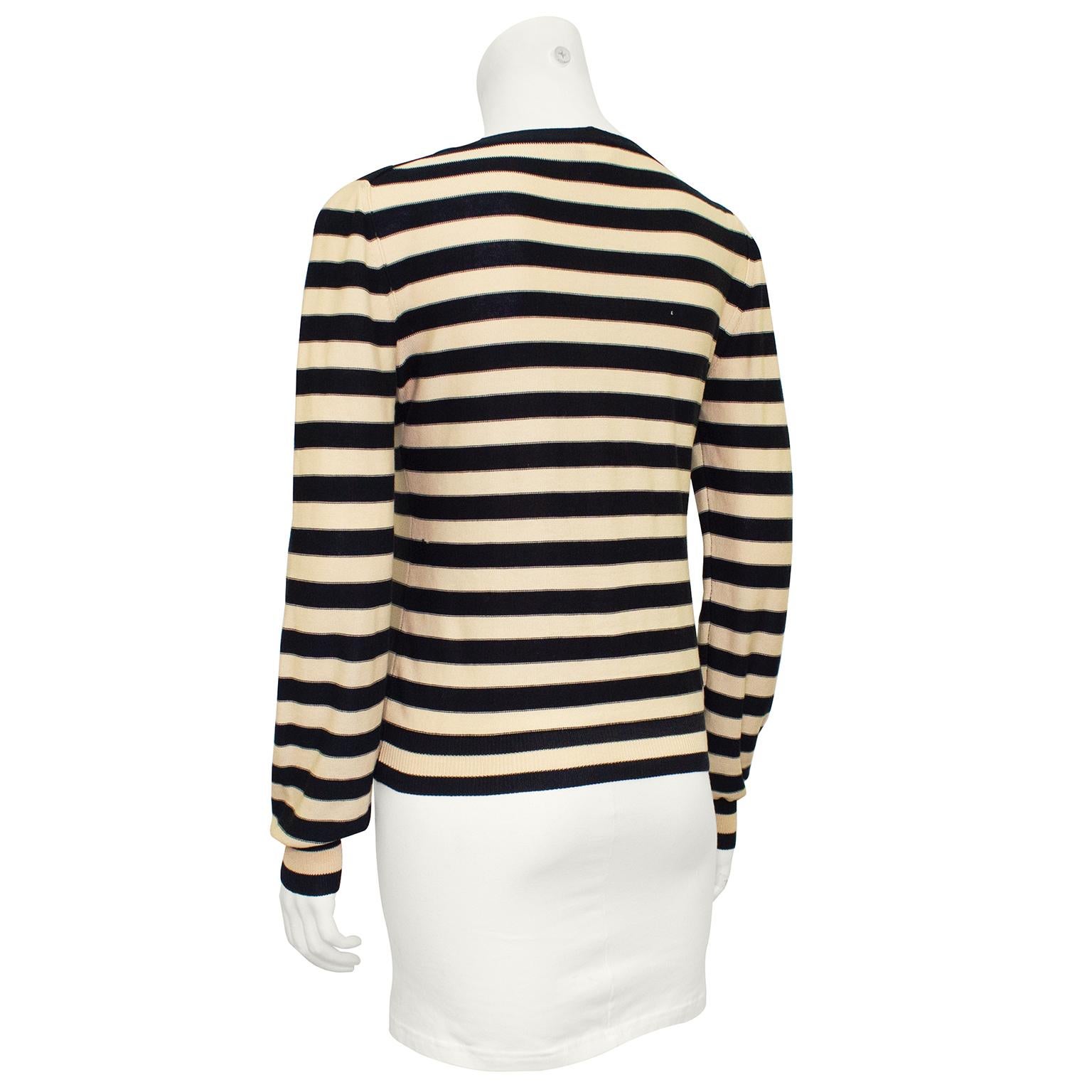 beige black striped sweater