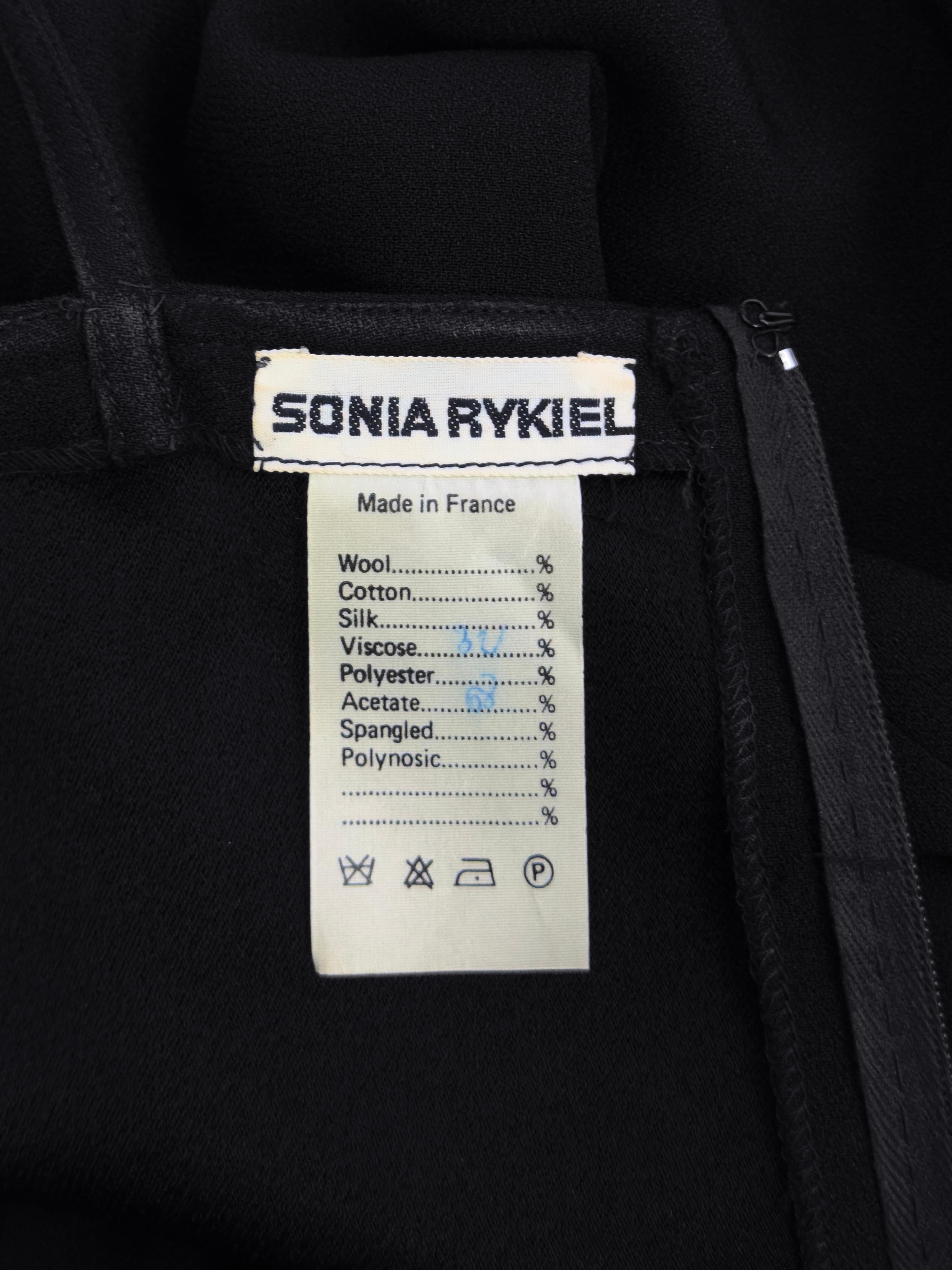 1980s Sonia Rykiel Black Gown with Gold and Silver Lace Flounce Hem 2