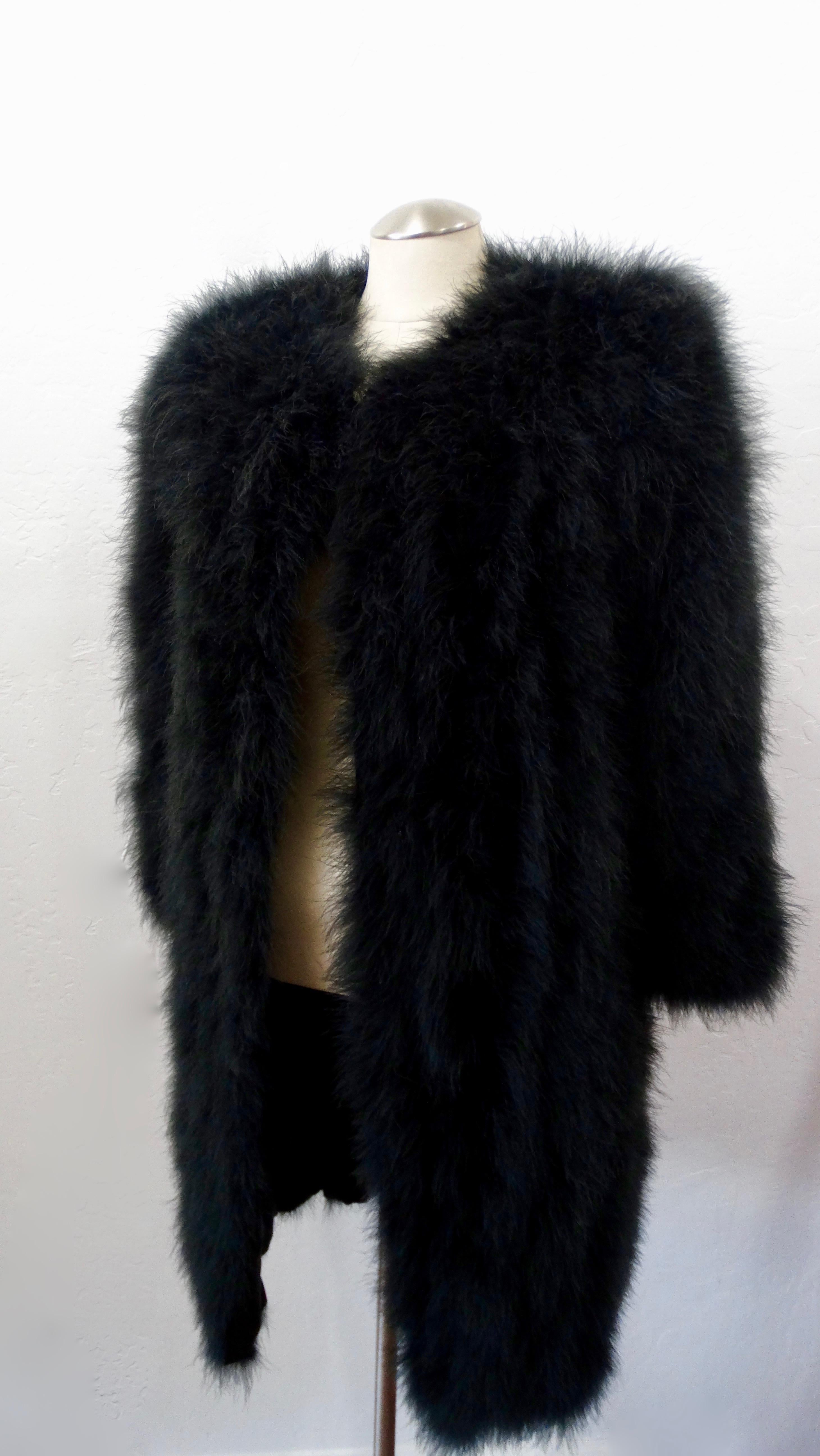 black feather coat