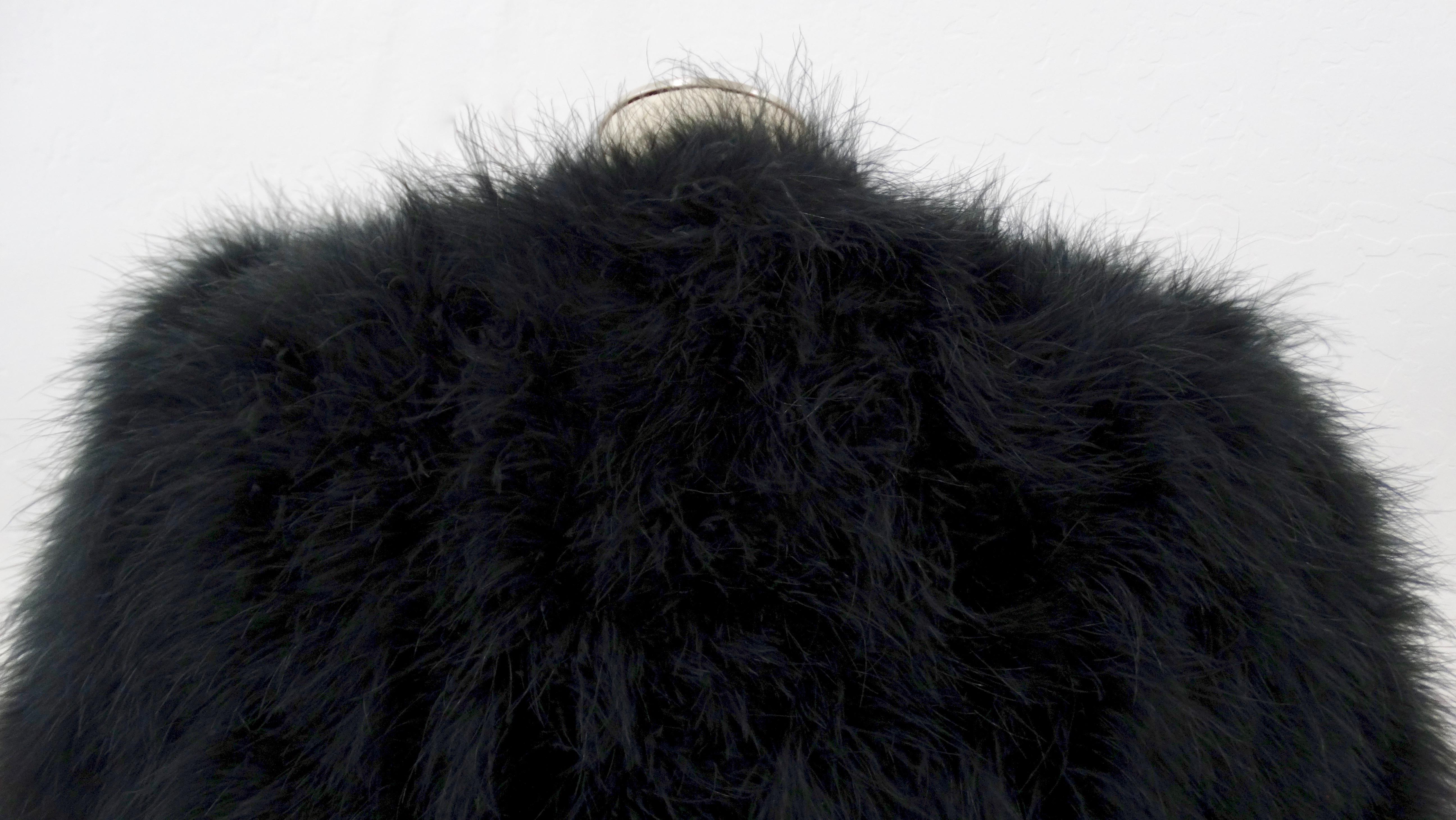 Women's or Men's Sonia Rykiel 1980s Black Marabou Feather Coat