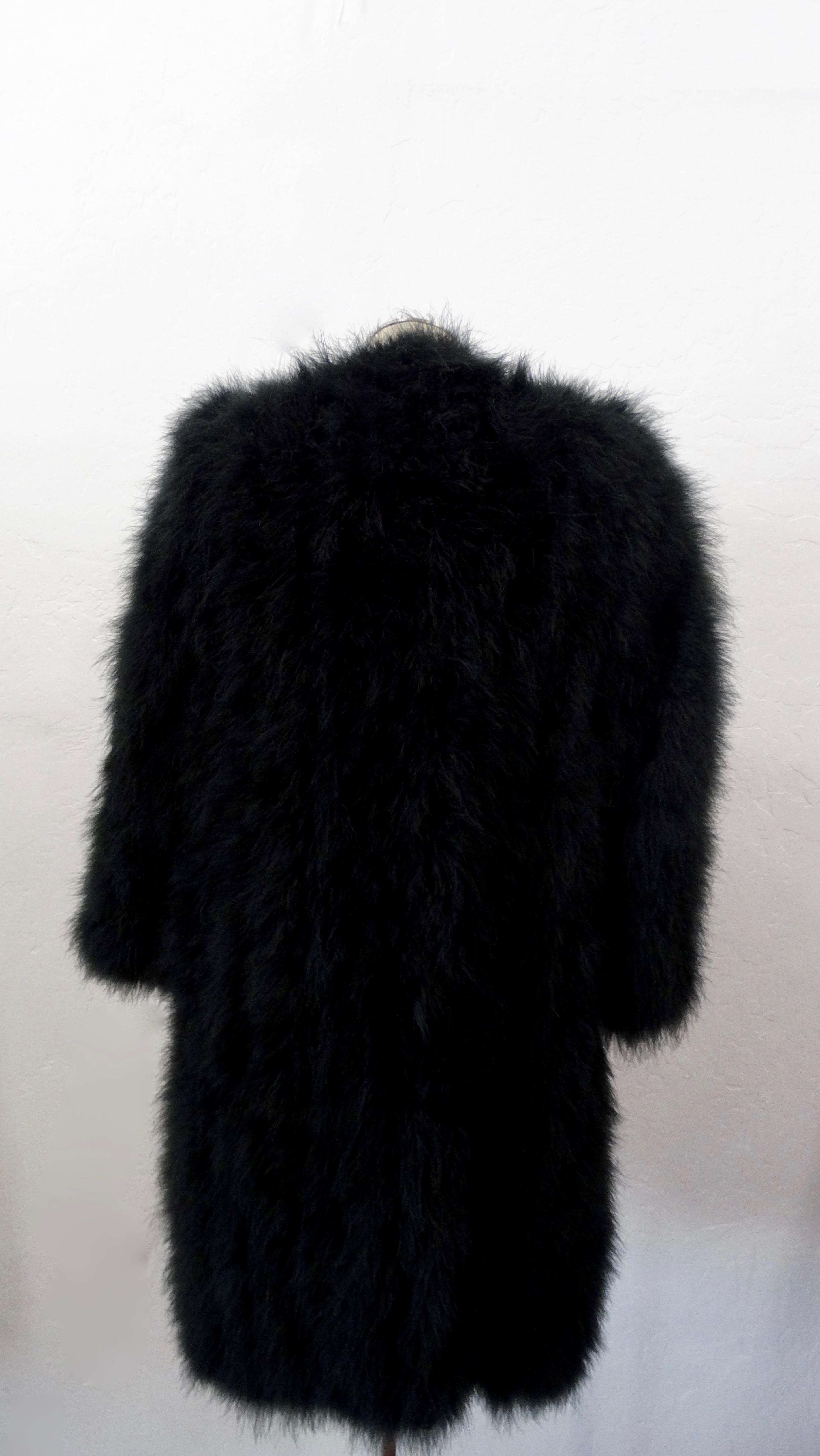 Sonia Rykiel 1980s Black Marabou Feather Coat 1