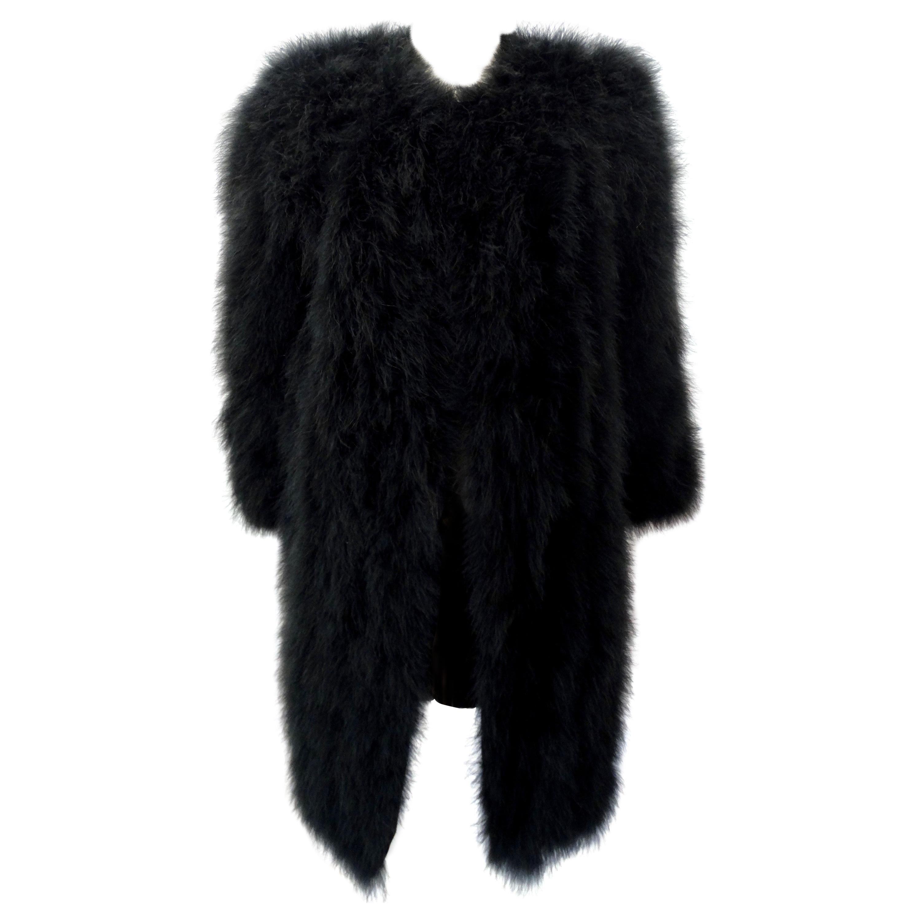 Sonia Rykiel 1980s Black Marabou Feather Coat