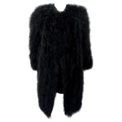 Manteau en plumes noires Marabou Sonia Rykiel des années 1980