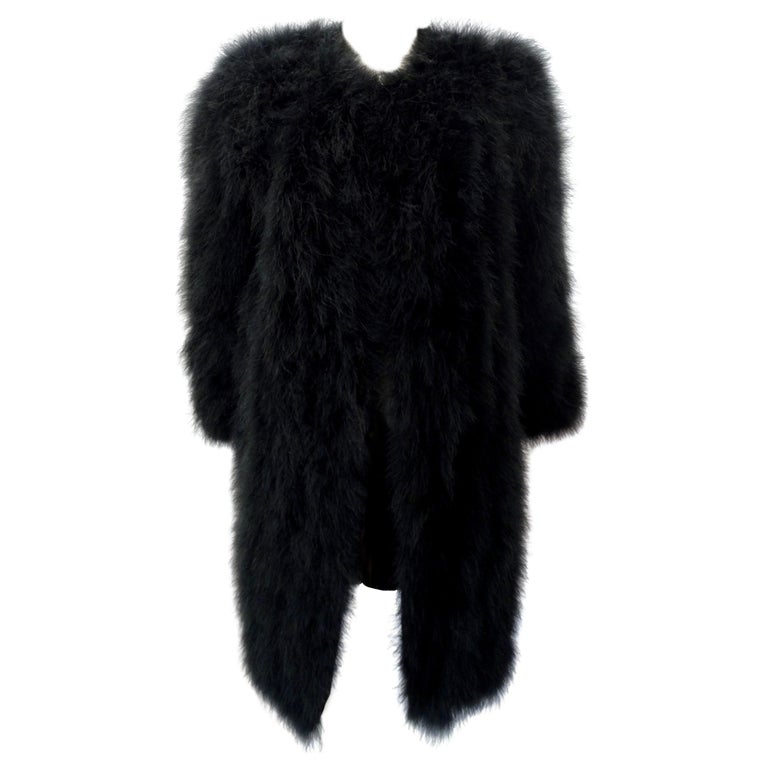 Sonia Rykiel 1980s Black Marabou Feather Coat at 1stDibs | black ...