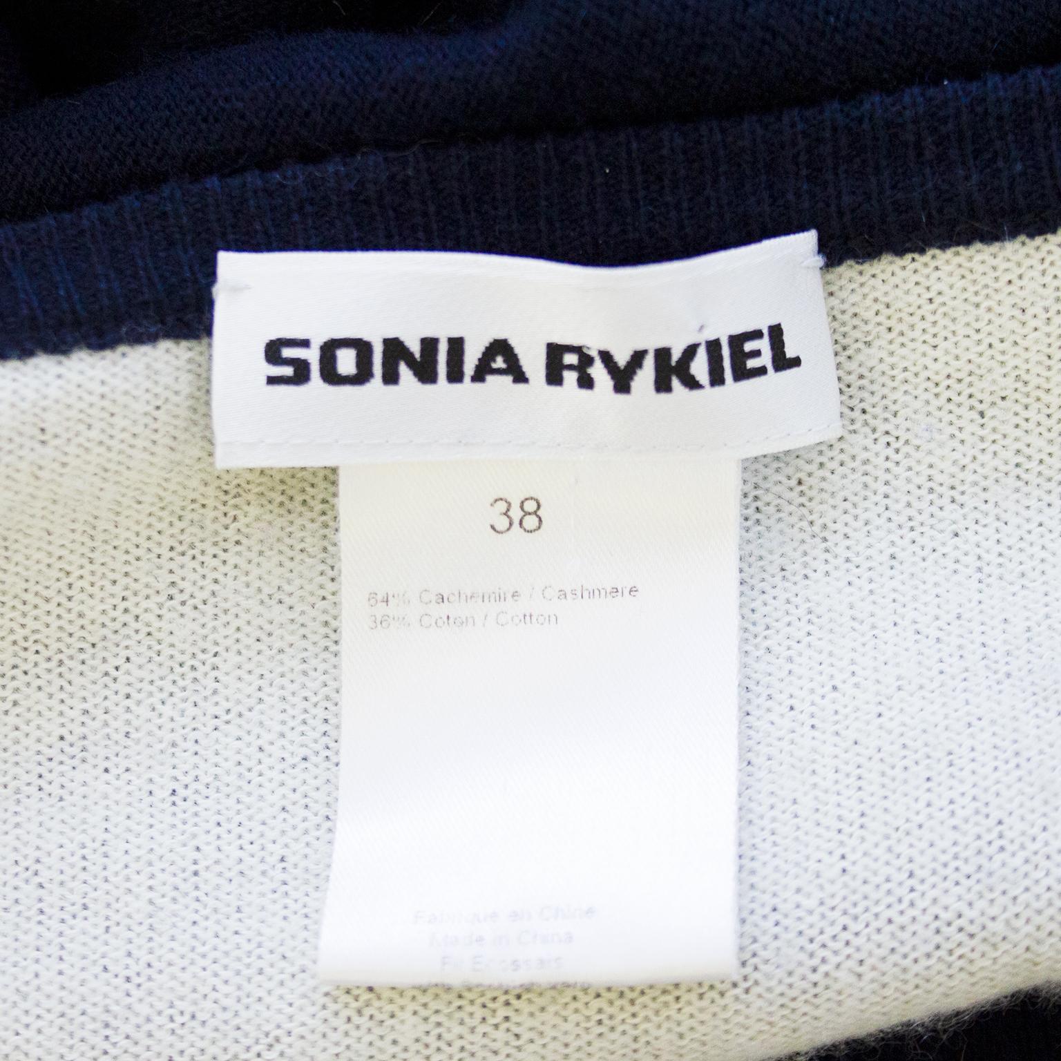 Women's 1980s Sonia Rykiel Cashmere/Cotton Mix Navy Blue Cardigan  For Sale