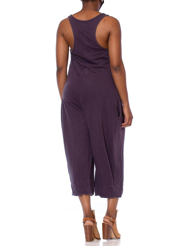 1980S SONIA RYKIEL Dark Grey Linen and Cotton Jersey Jumpsuit For Sale