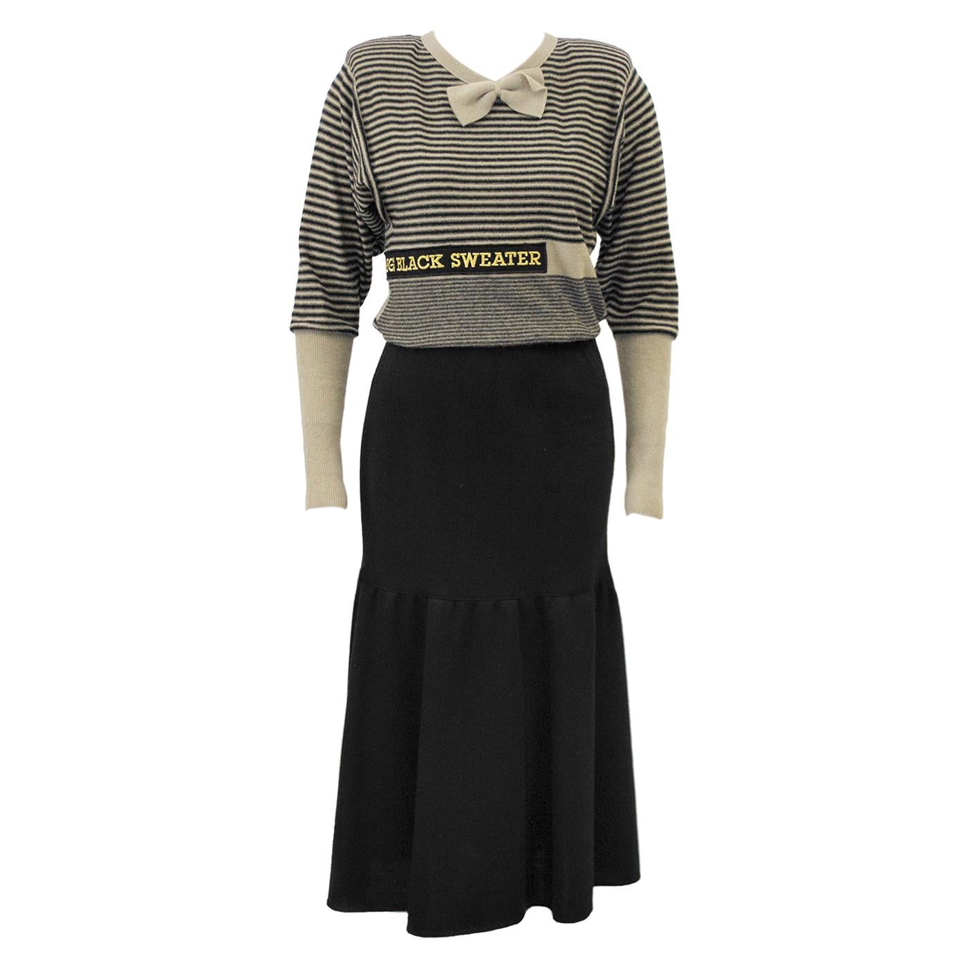 1980s Sonia Rykiel Knit Skirt and Sweater Ensemble 