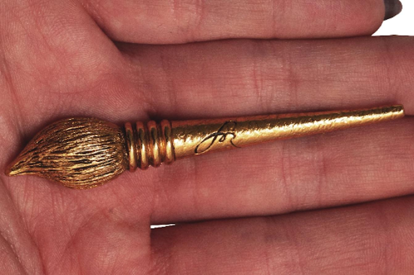 Women's 1980s Sonia Rykiel Novelty Gold Plated Brooch For Sale
