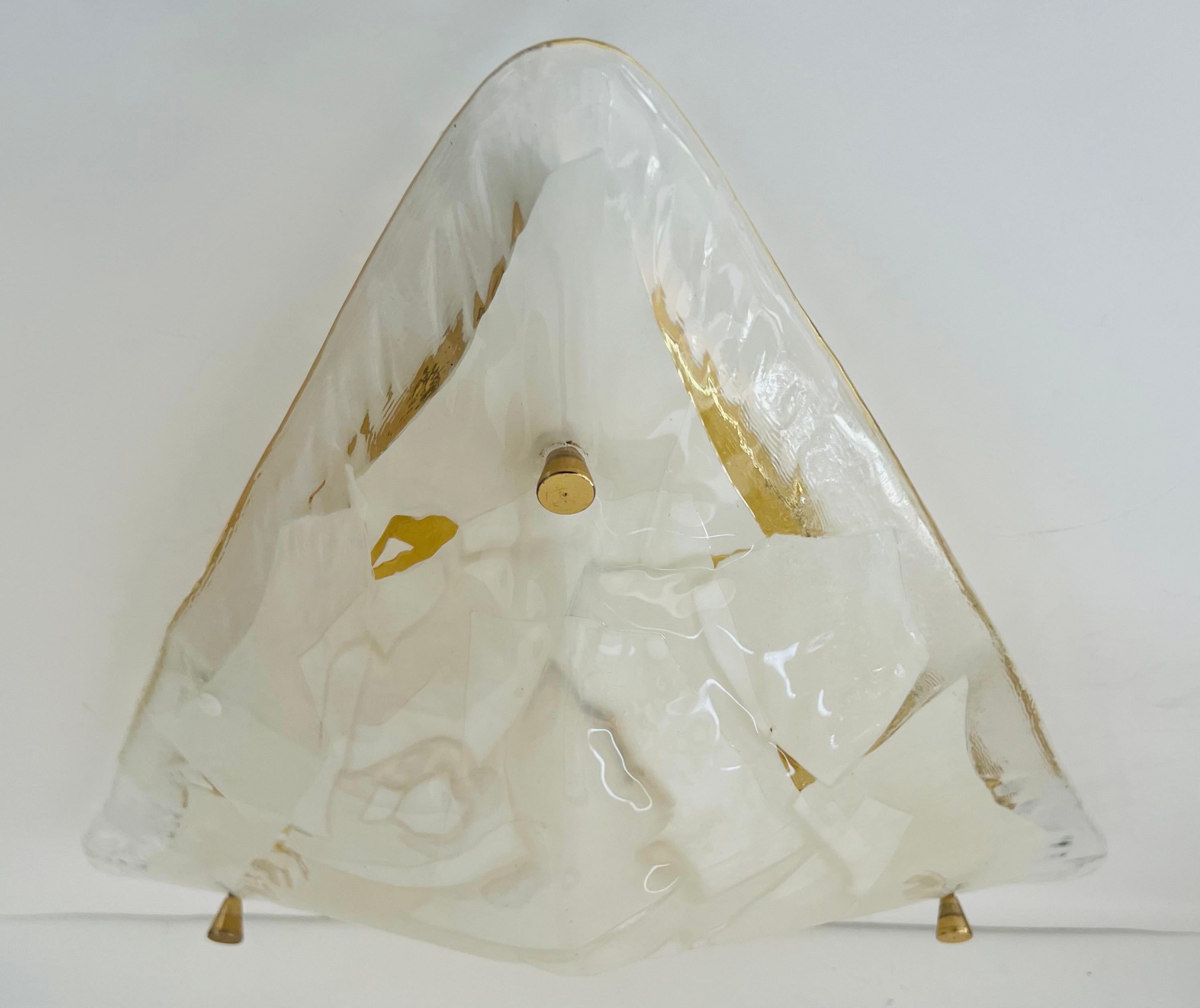 Late 20th Century 1980s Space Age Triangular Murano Glass Flush / Wall Light For Sale