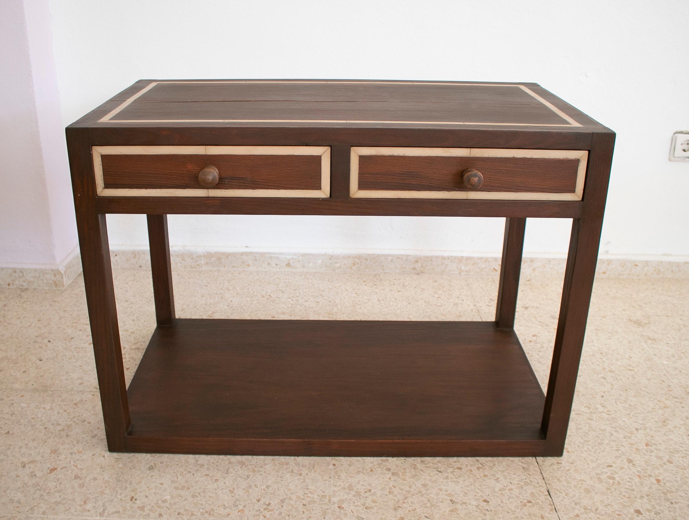 1980s Spanish 2-Drawer Side Table For Sale 1