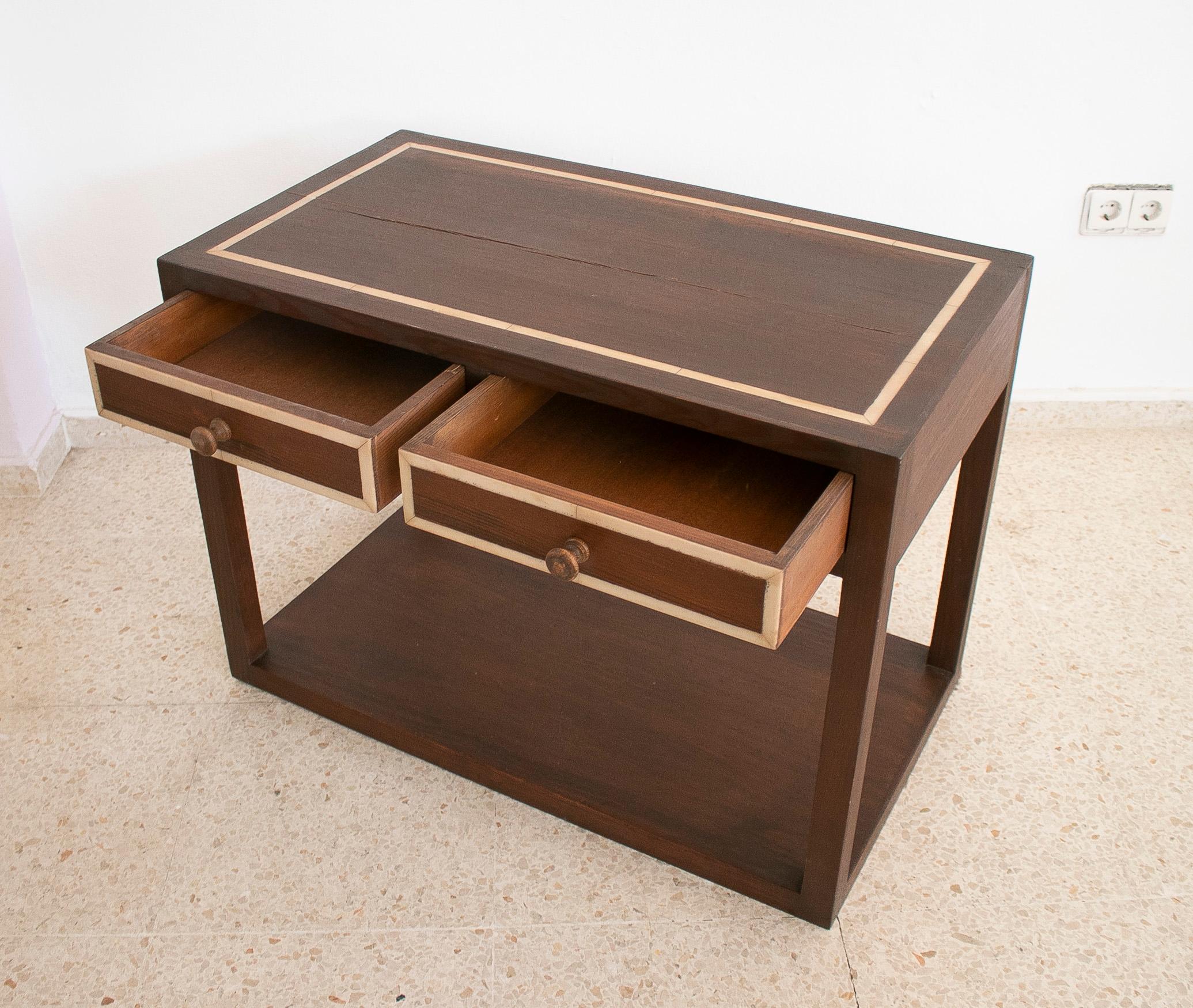 1980s Spanish 2-Drawer Side Table For Sale 4