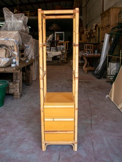 1980s Spanish 3-Drawer Bamboo Bookshelf