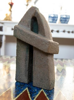 Scultura astratta spagnola in ceramica nei toni del grigio, anni '80