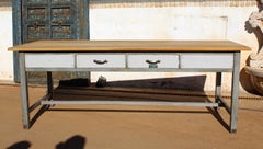 1980s Spanish Bakery Work Table with Steel Legs