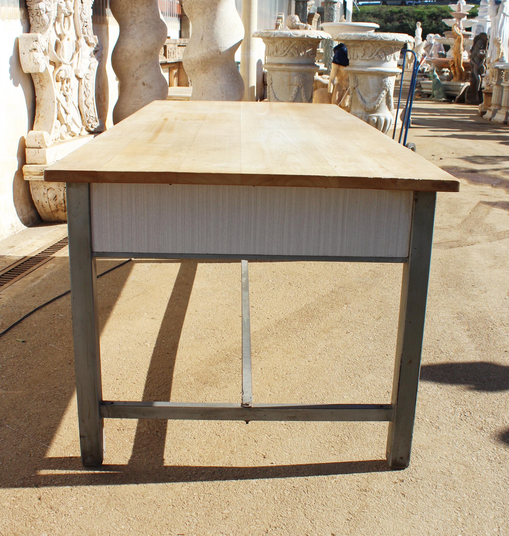 20th Century 1980s Spanish Bakery Work Table with Steel Legs For Sale