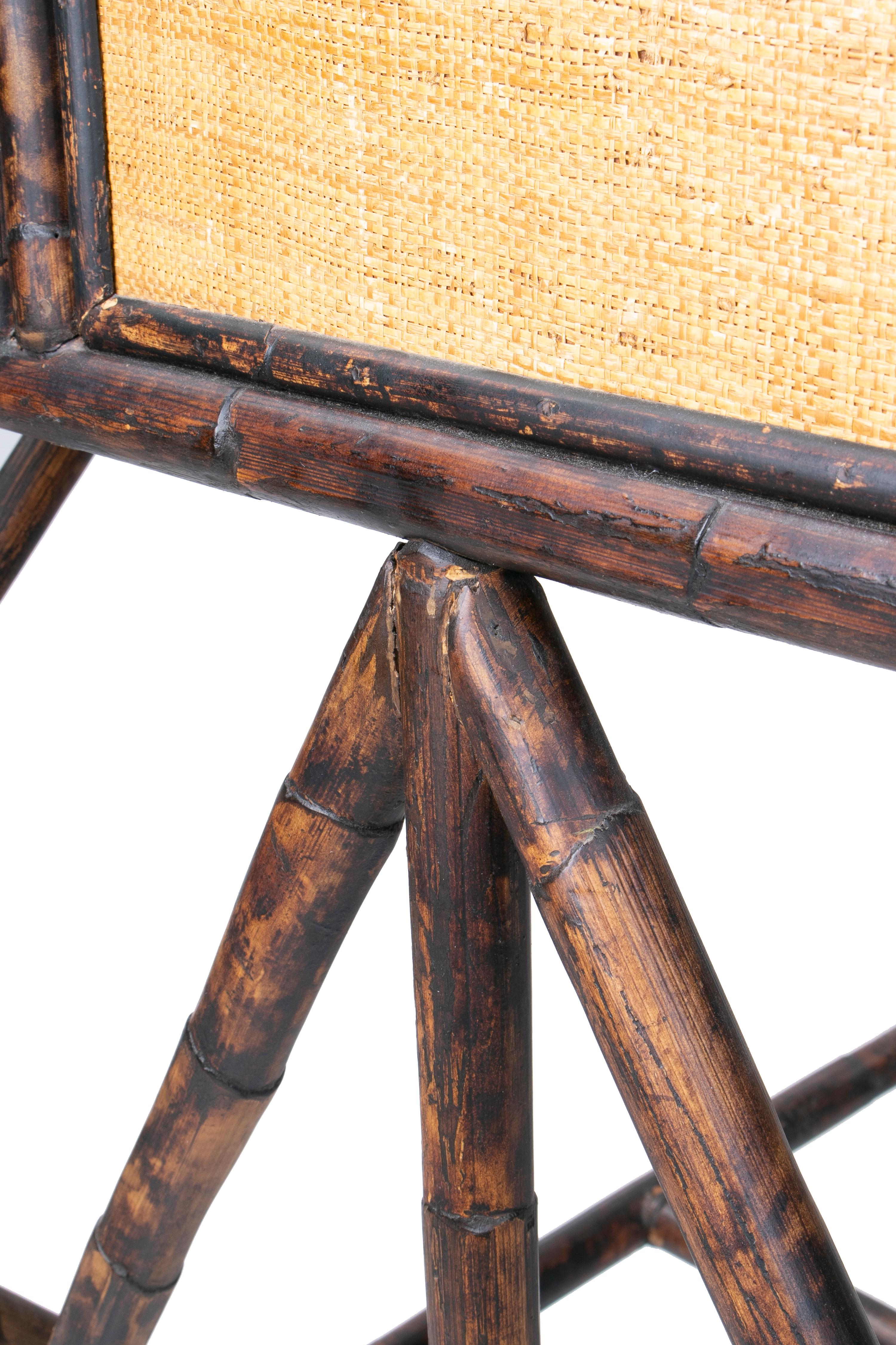 1980s Spanish Bamboo and Rattan Writing Desk 6